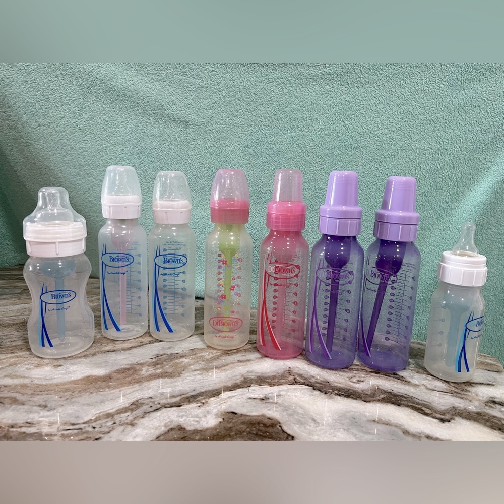 Lot of 8 Dr. Brown Bottles (plus extra nipples)